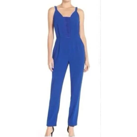 Adelyn Rae Cobalt Blue Knot Front V-Neck Jumpsuit MEDIUM - Picture 1 of 7